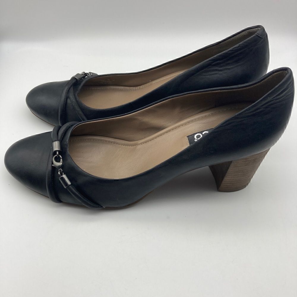 Ecco Lobster Strap Embellished Black Leather Heels Size 41/10,5